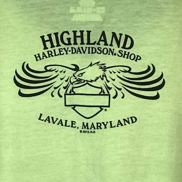 Harley-Davidson T-Shirt Neon Yellow Adult XL Tee Front & Back Graphics Hanes Top - Picture 8 of 10